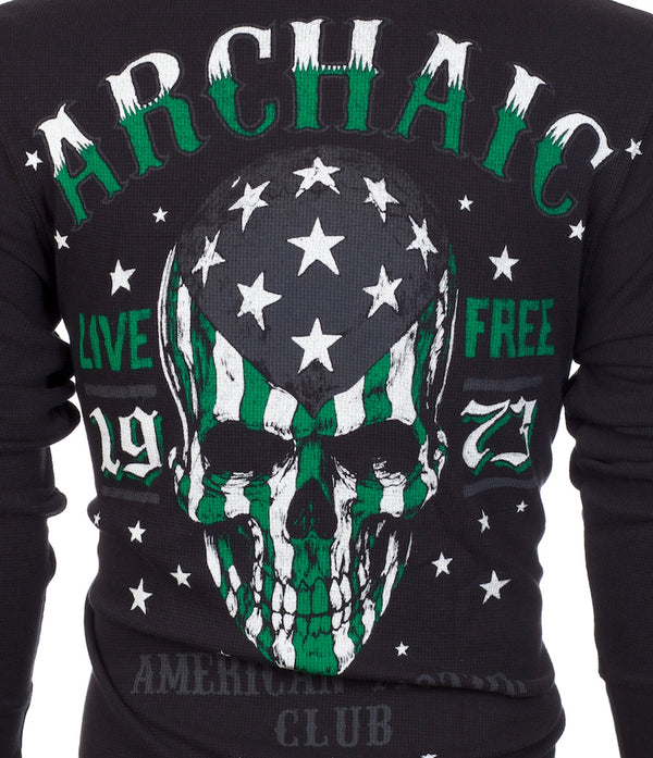 Archaic by Affliction Men's Thermal Shirt FLAG SMASHER Black