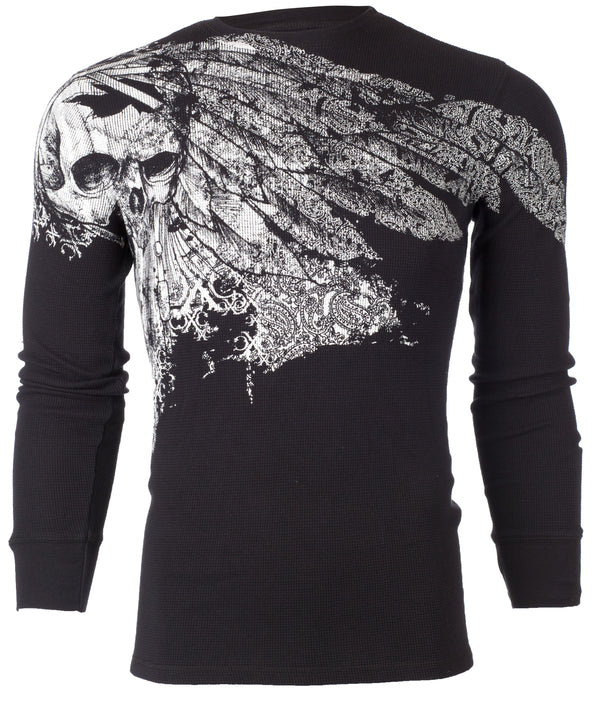 Xtreme Couture by Affliction Men's Thermal Shirt ANTIQUATED Black