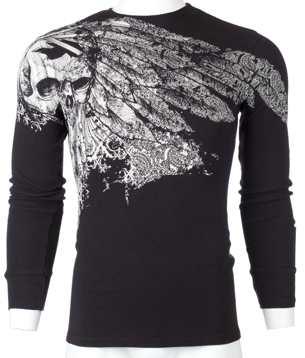 Xtreme Couture by Affliction Men's Thermal Shirt ANTIQUATED Black