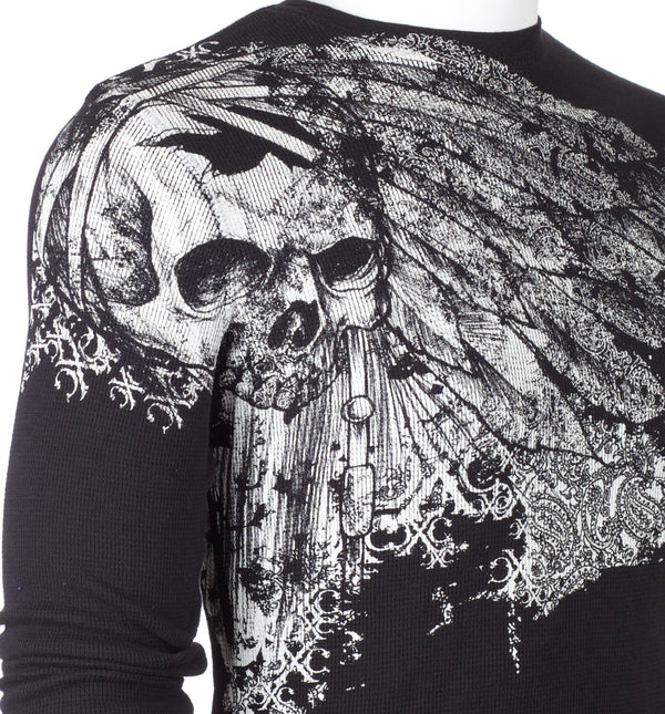 Xtreme Couture by Affliction Men's Thermal Shirt ANTIQUATED Black