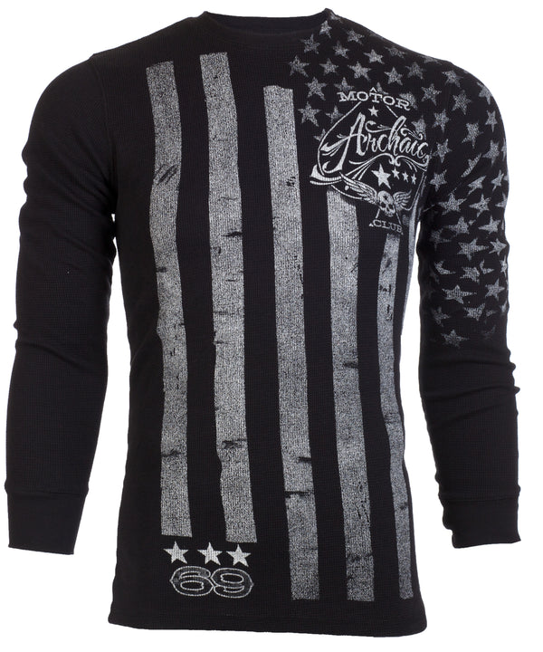 Archaic by Affliction Men's Thermal Shirt NATION Black