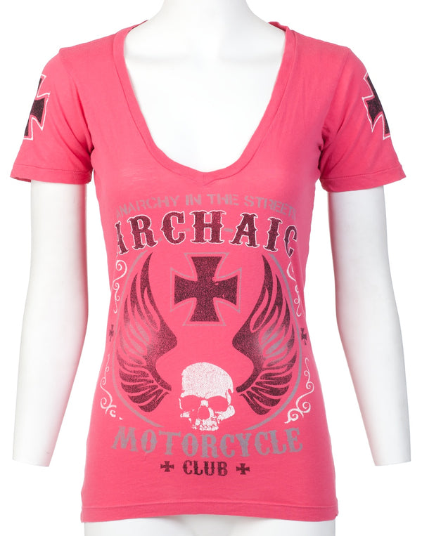 Archaic by Affliction Women's T-shirt Love Skull ^