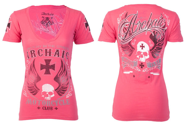 Archaic by Affliction Women's T-shirt Love Skull ^