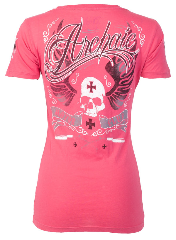 Archaic by Affliction Women's T-shirt Love Skull ^