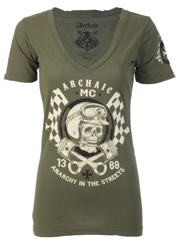 Archaic by Affliction Women's T-shirt Hot Piston ^