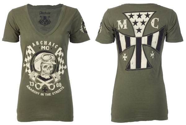 Archaic by Affliction Women's T-shirt Hot Piston ^
