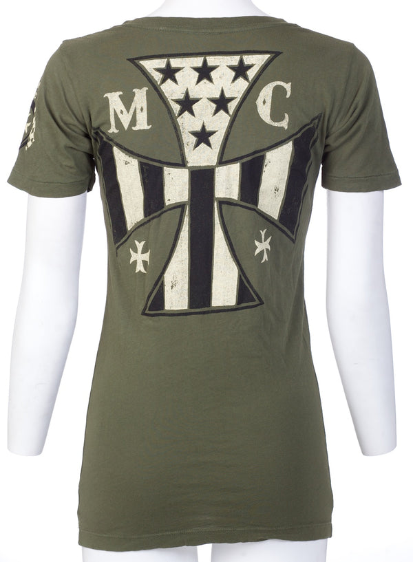 Archaic by Affliction Women's T-shirt Hot Piston ^