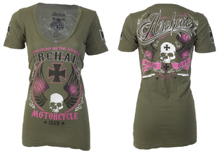 Archaic by Affliction Women's T-shirt Love Skull ^