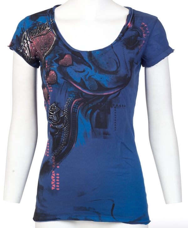 Archaic by Affliction Women's T-shirt Cute Girl ^