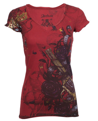 Archaic by Affliction Women's T-shirt Smoking Love