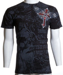 Archaic Affliction Men's T-Shirt RED FLAG Cross Wings Biker Black S-5XL