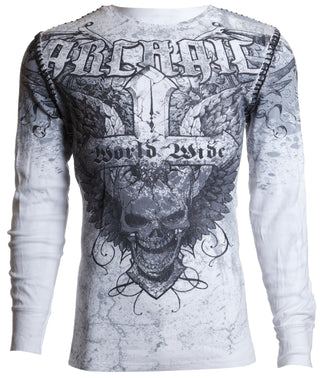 Archaic by Affliction Men's Thermal Shirt WORLD WIDE White +