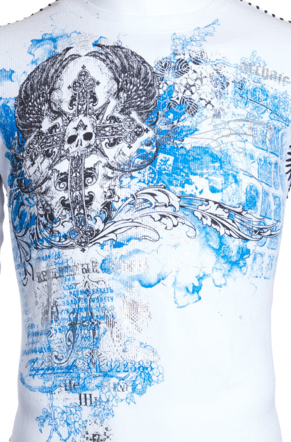 Archaic by Affliction Men's Thermal Shirt ANTIQUO POLO White