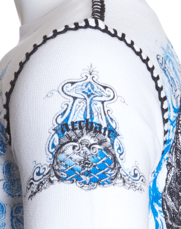 Archaic by Affliction Men's Thermal Shirt ANTIQUO POLO White