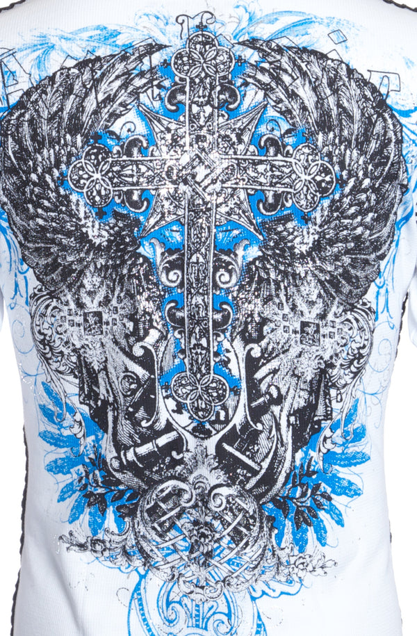 Archaic by Affliction Men's Thermal Shirt ANTIQUO POLO White