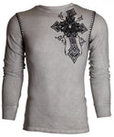Archaic by Affliction Men's Thermal Shirt DEAD REDEMPTION Grey +