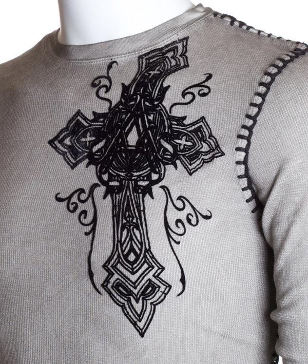Archaic by Affliction Men's Thermal Shirt DEAD REDEMPTION Grey +