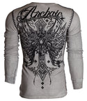 Archaic by Affliction Men's Thermal Shirt DEAD REDEMPTION Grey +