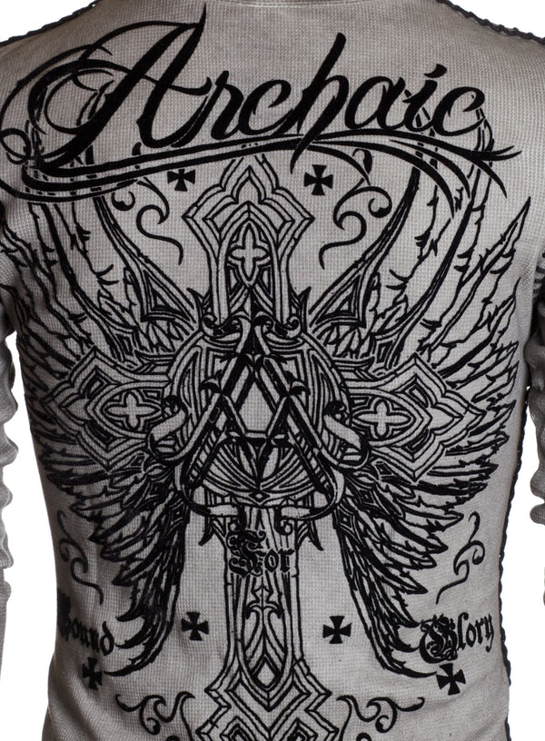 Archaic by Affliction Men's Thermal Shirt DEAD REDEMPTION Grey +
