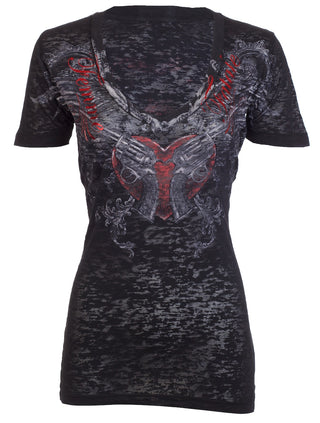 REBEL SAINT by AFFLICTION Womens T-shirt FATALE Black NWT