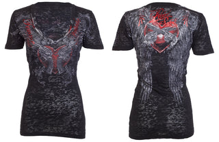 REBEL SAINT by AFFLICTION Womens T-shirt FATALE Black NWT