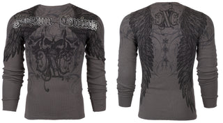 Xtreme Couture by Affliction Men's Thermal Shirt OVER THE TOP Charcoal