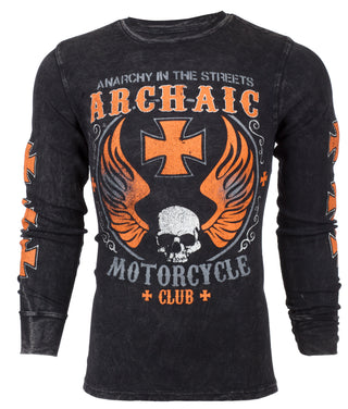 Archaic by Affliction Men's Thermal Shirt REBEL KILLER Black