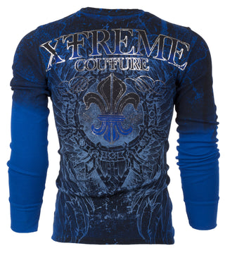 Xtreme Couture by Affliction Men's Thermal Shirt HONORABLE Blue