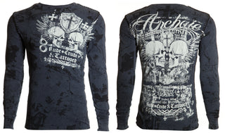 Archaic by Affliction Men's Thermal Shirt CRUDE Charcoal