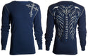 Archaic by Affliction Men's Thermal Shirt SPINE WINGS Navy