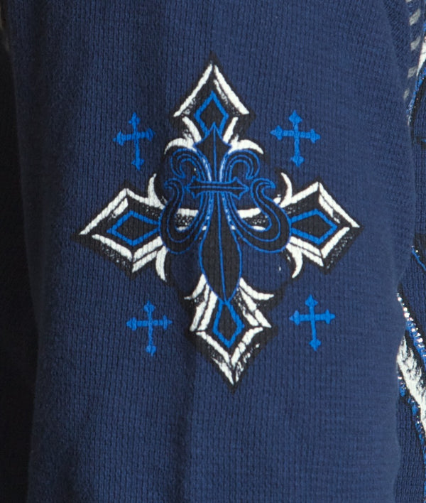 Archaic by Affliction Men's Thermal Shirt SPINE WINGS Navy