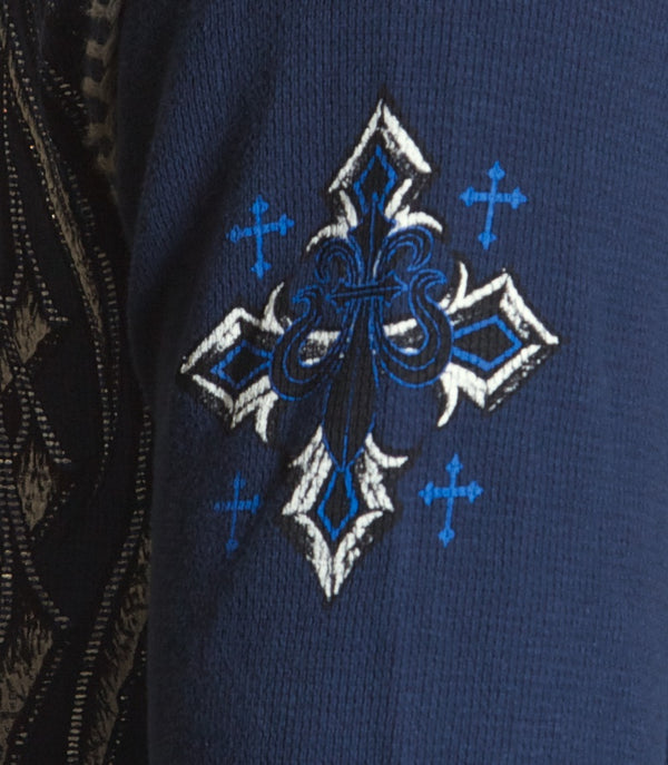 Archaic by Affliction Men's Thermal Shirt SPINE WINGS Navy