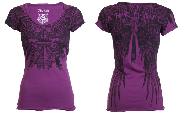 Archaic by Affliction Women's T-shirt Heart Torn  ^