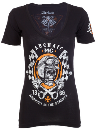 Archaic by Affliction - Maglietta da uomo Spike Wings Navy, bianco Archaic by Affliction - Maglietta da uomo Spike Wings Navy, bianco