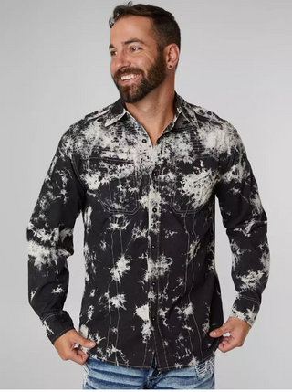 Affliction Men's Button Down Shirt ABANDON Woven Black