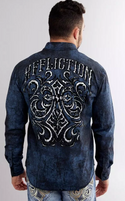 Affliction Men's Button Down Shirt SIGMA Black Label