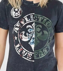 Affliction Women's T-Shirt DIVIO SPLIT CREW NECK Black