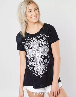 Affliction Women's T-Shirt SAINT EDITH Black