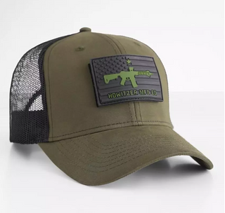 Howitzer Style Men's Hat FLAG HAT Military Grunt Black