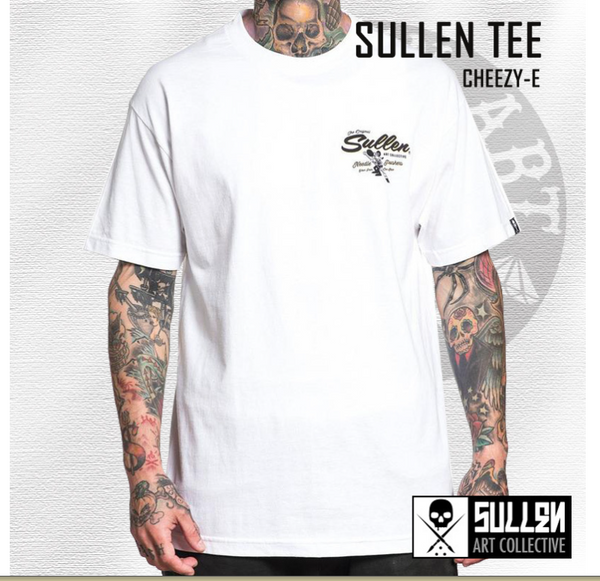 Sullen Men's T-shirt CHEEZY-E Tattoos Urban Skull Premium Quality White