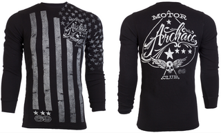 Archaic by Affliction Men's Thermal Shirt NATION Black