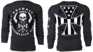 Archaic by Affliction Men's Thermal Shirt MOTOR BILY Black