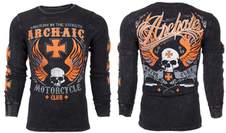 Archaic by Affliction Men's Thermal Shirt REBEL KILLER Black