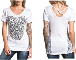 AFFLICTION Women's T-Shirt S/S IRONSIDE Tee Biker