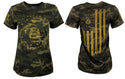 HOWITZER Clothing Women T-Shirt S/S TREAD FLAG Tee Black Label