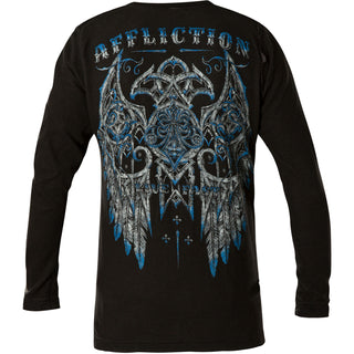 AFFLICTION Men's Long Sleeve Reversible Thermal Shirt Premium ROYAL IMPACT