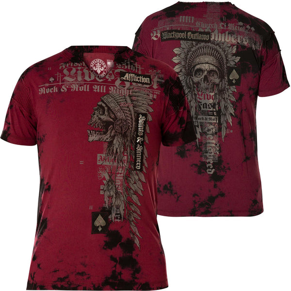 AFFLICTION BRIXTON TRIBE Men's T-shirt Red Vintage