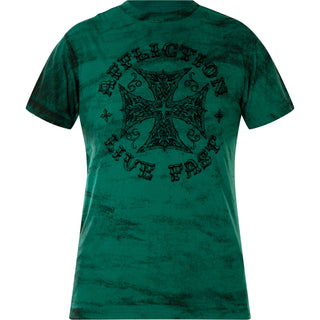AFFLICTION Men's T-Shirt FINAL BATTLE Wings Cross Biker Green MMA S-3XL