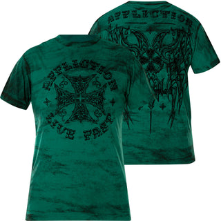 AFFLICTION Men's T-Shirt FINAL BATTLE Wings Cross Biker Green MMA S-3XL