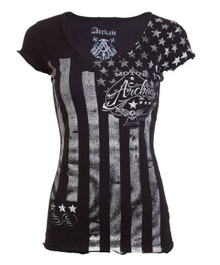Archaic by Affliction Womens T-Shirt Nation Black